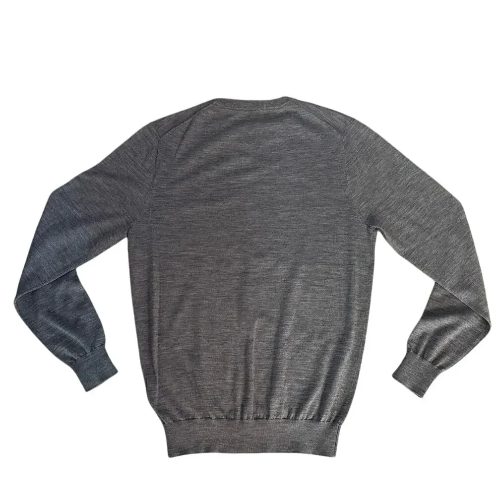 SuitSupply Size M 100% Merino Wool Crewneck Sweater Lightweight Grey Gray
